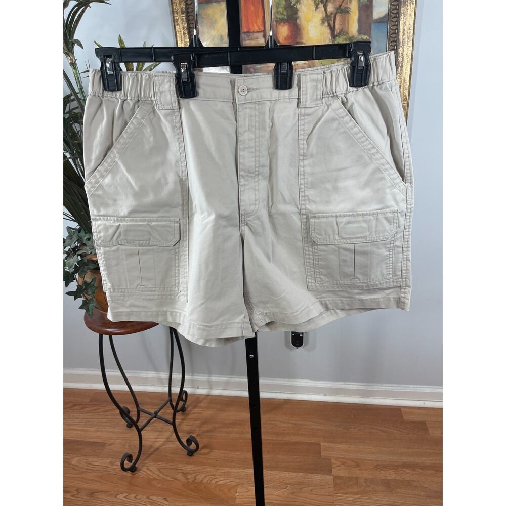 Men' Cargo XXL Shorts Beige Flat Front Light Wash Hiking Grandpacore Utilitarian